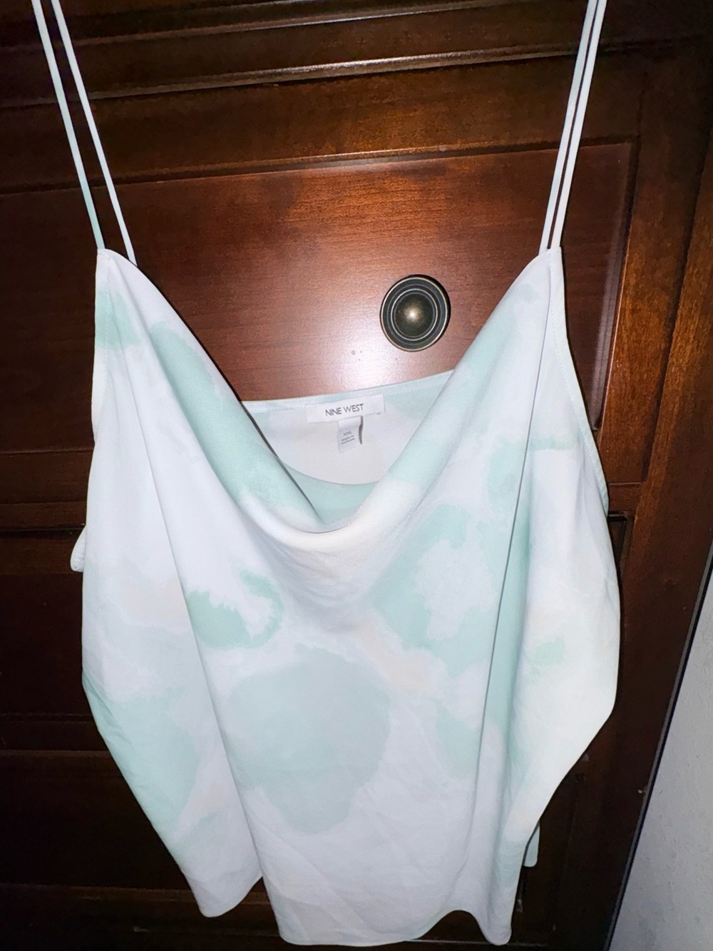 Nine West White and light Green Cowl Neck Cami